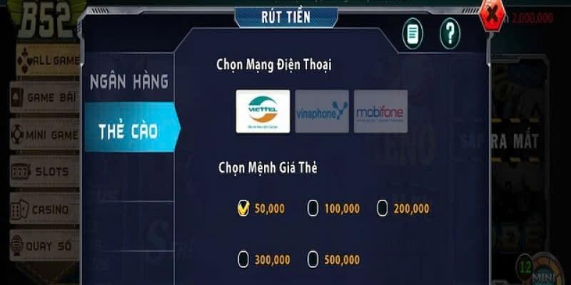 Chuyển thẻ cào thành tiền tại B52 Club 